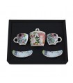 SET 2 TASSES CAFE PUPAZZE+SUCRIER BLEU CIEL COFFRET