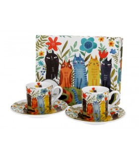 SET 2 TASSES EXPRESSO 100ML CHAT JARDIN