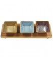 SET APERITIF 3 COUPELLES+PLAT BOIS 28x10x5 C2