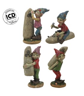 ELFE ET MENHIR  SET DE 4 ASS. H.12.5CM