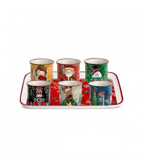 TASSE EXPRESSO NOËL SET DE 6 + PLATEAU