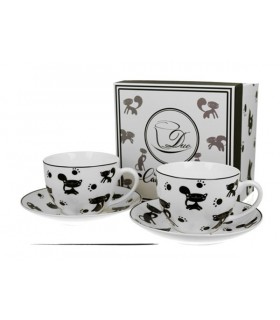 SET 2 TASSES+SOUCOUPES 280ML CHATS NOIRS