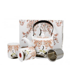 SET THEIERE 580ML SAKURA & CRANES + 2 TASSES 120ML