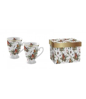 SET 2 MUGS 280ML CHRISTMAS BIRDS