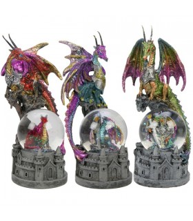 DRAGON + BOULE VERRE SET DE 3 ASS H.20