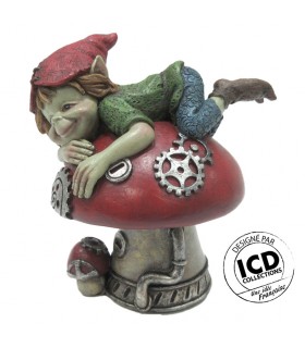 ELFE CHAMPIGNON STEAMPUNK 10X7.5X11 SET DE 2