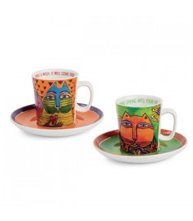 TASSE CAFE L BURCH VERT/ORANGE 100ML SET DE 2