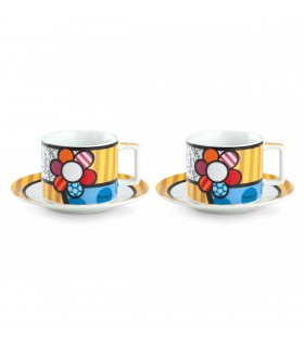 SET 2 TASSES CAPPUCCINO BRITTO FLOWER 220 ML