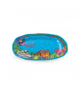 PLATEAU MELAMINE L.BURCH JUNGLE BLEU 31X25