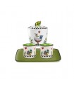 SET PLATEAU+2 TASSES EXPRESSO+SUCRIER VERT