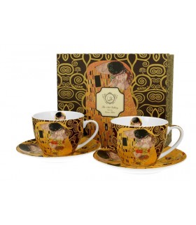 SET 2 TASSES+SOUCOUPES 280ML KLIMT THE KISS BROWN