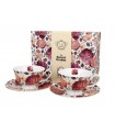 SET 2 TASSES+SOUCOUPES 280ML SPRING ROSES WHITE