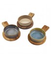 SET 3 COUPELLES APERITIF RD+PLATEAU BOIS 16.5x10x4 C2