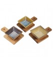 SET 3 COUPELLES APERITIF CARRE+PLAT BOIS 15.5x9.5x4 C2