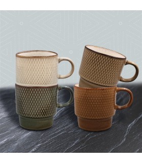 MUG 350ML REACTIVE GLAZE SET DE 4 ASS