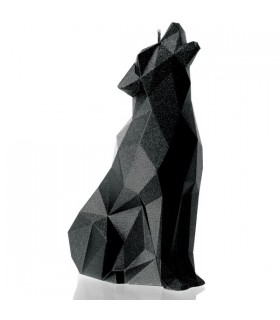 BOUGIE LOUP ORIGAMI NOIR MAT 35H 18X13X6.4