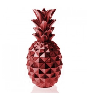 BOUGIE ANANAS ROUGE METAL 35H 15X7.5X7.5 C2