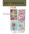 LOT 50 CARTES ANNIVERSAIRE FEMMES FLEURS ASS