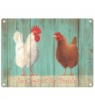 PLAQUE 15X20 LE COQ ET LA POULE C3