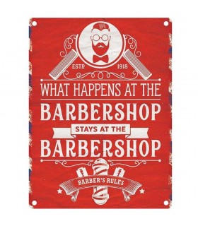 PLAQUE 15X20 BARBER SHOP RULES C3