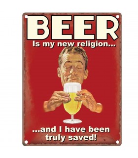 PLAQUE 15X20 BEER RELIGION C3