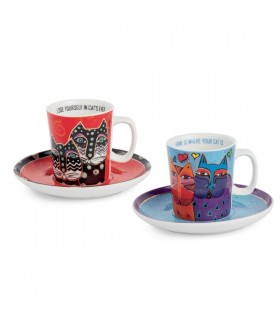 TASSE CAFE L BURCH BLEU/ROUGE 100ML SET DE 2