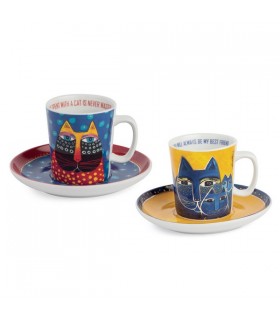 TASSE CAFE L BURCH BLEU/JAUNE 100ML SET DE 2