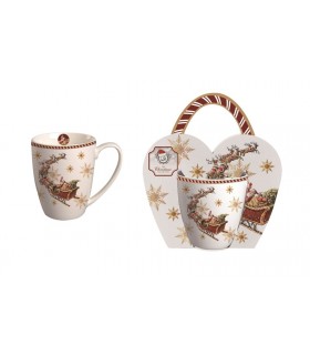 MUG 350ML PANIER SANTA ON SLEIGH SET DE 4