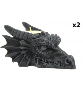 BOUGEOIR TETE DRAGON GRIS C2  L.13CM