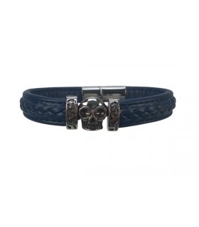 BRACELET CUIR BLEU CRANE D.21CM C2