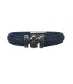 BRACELET CUIR BLEU CRANE D.21CM C2