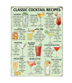 PLAQUE 15X20 RECETTES COCKTAILS C3