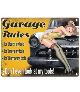 PLAQUE 15X20 GARAGE RULES C3