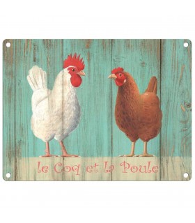 PLAQUE 15X20 LE COQ ET LA POULE C3