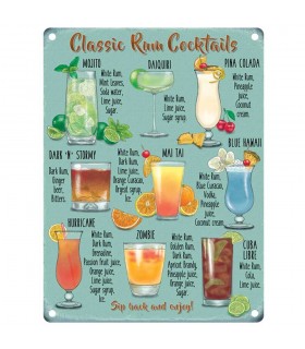 PLAQUE 30X40 CLASSIC RUM COCKTAILS C2