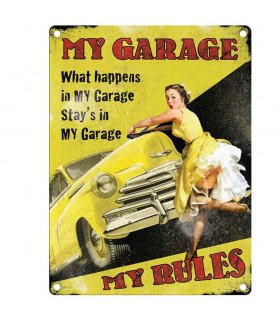 PLAQUE 30X40 MY GARAGE MY RULES C2