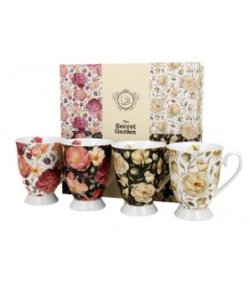 SET 4 MUGS FLOWER MIX 250ML ASS