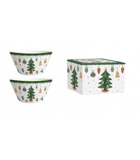 SET 2 BOLS 14CM PORCELAINE AROUND CHRISTMAS TREE