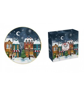 PLAT 27CM PORCELAINE CHRISTMAS CITY C2