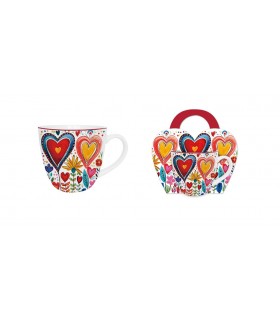 MUG 460ML COLORFUL COEURS 2 PANIER SET DE 4