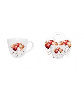 MUG 460ML BALLONS COEURS PANIER SET DE 4