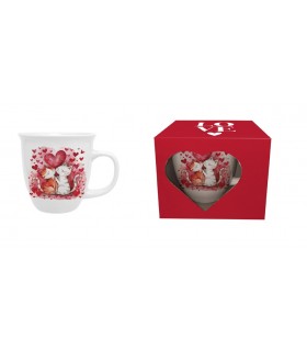 MUG 650ML COUPLE CHATS COEURS C4