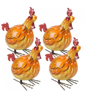 POULE ORANGE SET DE 4 H.20CM