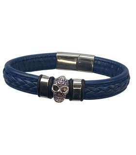 BRACELET CUIR BLEU CRANE D.21CM C2