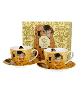 SET 2 TASSES+SOUCOUPES 280ML KLIMT THE KISS ECRU