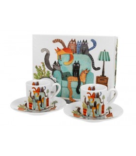 SET 2 TASSES EXPRESSO 100ML CHAT FAUTEUIL