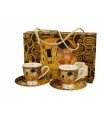 SET 2 TASSES EXPRESSO 90ML KLIMT KISS BROWN GOLDEN LINE