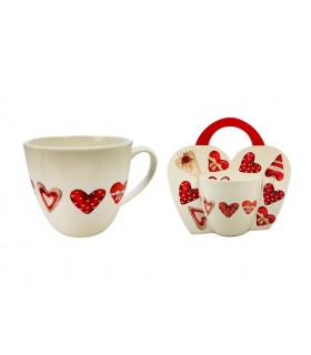 MUG 460ML COEURS 2 PANIER SET DE 4